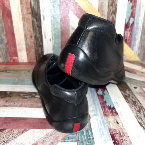 Prada Men’s Black Leather Lace Up Loafer Shoes EUC Made in Italy Y2K SZE 11.5 - Picture 4 of 16